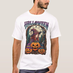 Camiseta Calabazas de bruja de Halloween Fases lunares_1