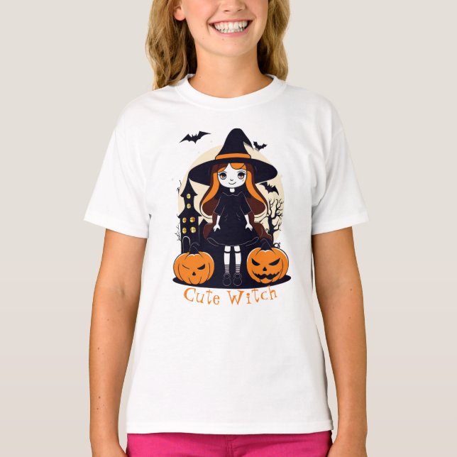 Camiseta Calabazas de calabazas de bruja de Halloween (Anverso)