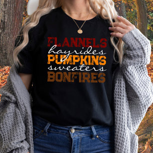Camiseta Calabazas de Flanels Hayrides Las hogueras caen ca