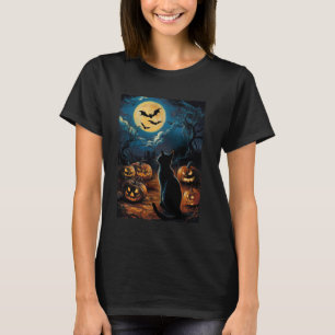 Camiseta Calabazas de gato negro atacan Halloween - Noche e