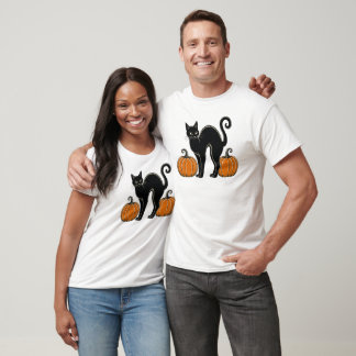Camiseta Calabazas de gato negro vintage espeluznante Hallo