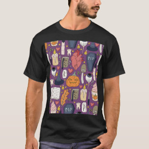 Camiseta Calabazas de Halloween, patrón continuo de brujas.
