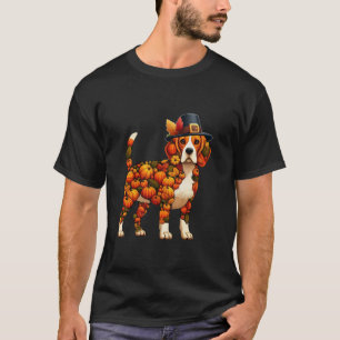 Camiseta Calabazas de hojas de otoño beagle forma suave gra