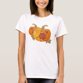 Camiseta Calabazas de otoño con flores