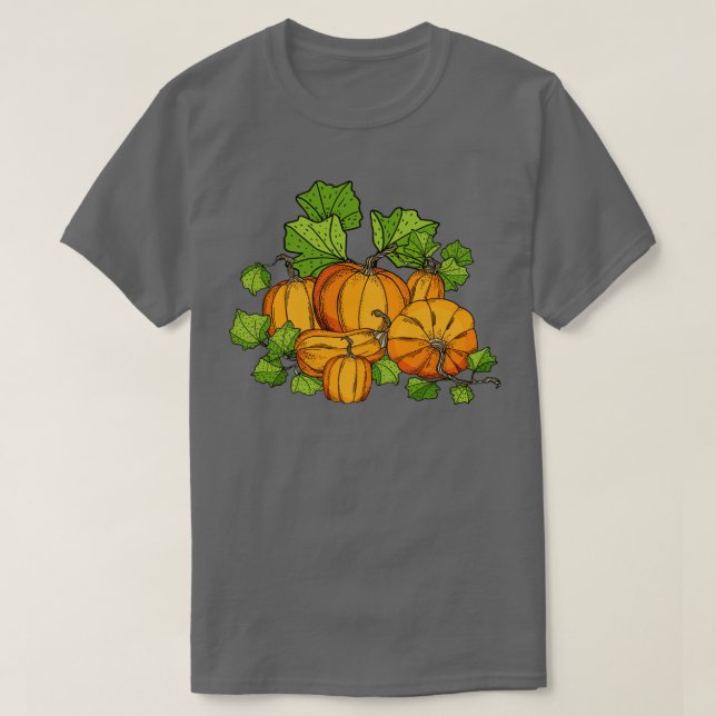 Camiseta Calabazas de otoño frescas de granja 1 (Diseño del anverso)