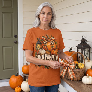 Camiseta Calabazas de porche lazos de cuadros cottagecore o