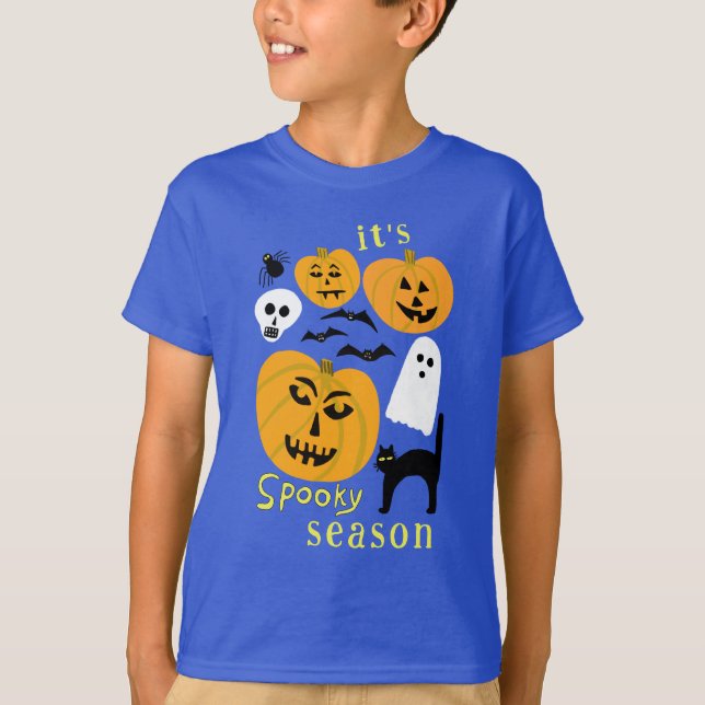 Camiseta Calabazas de temporada espeluznante FELIZ Bat HALL (Anverso)