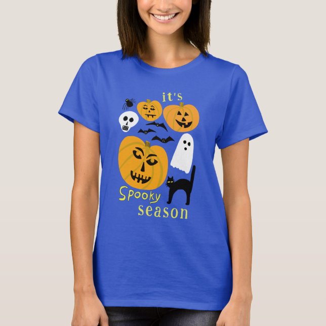Camiseta Calabazas de temporada espeluznante FELIZ Bat HALL (Anverso)
