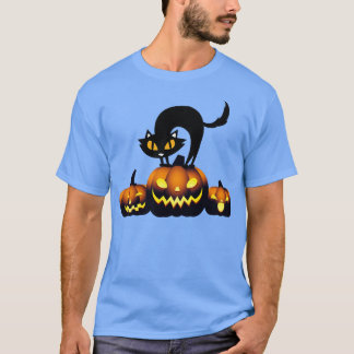 Camiseta Calabazas espeluznantes de Halloween Gato negro y 