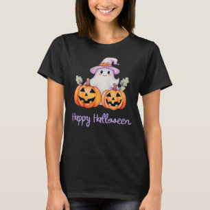 Camiseta Calabazas Fantasmales Negras Feliz Halloween