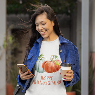 Camiseta Calabazas Feliz amistad naranja quemado