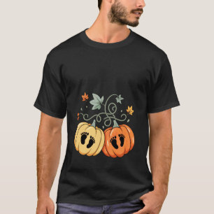 Camiseta Calabazas Gemelas Anuncio de Embarazo Pies de Bebé