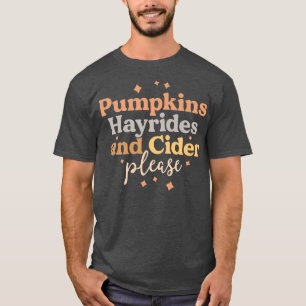Camiseta Calabazas Hayrides y Cider por favor Granja Boho C