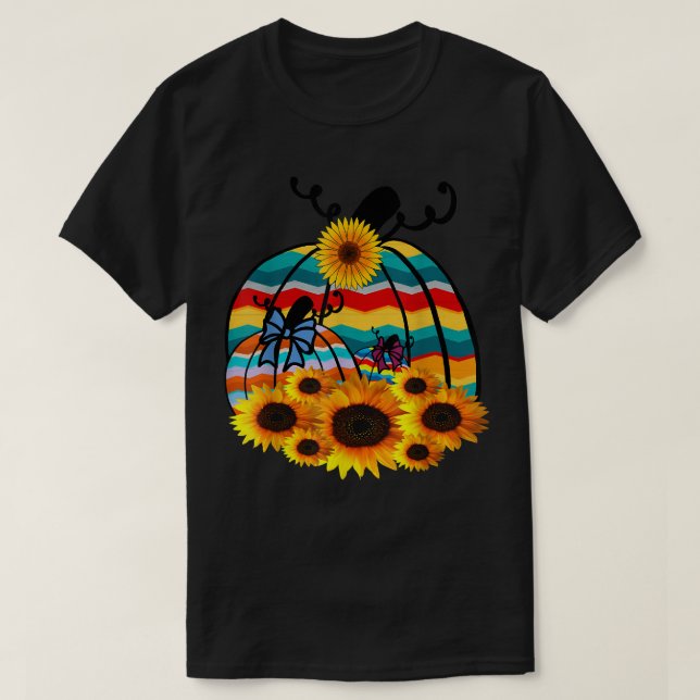 Camiseta Calabazas hippie retro girasol otoño mujeres (Diseño del anverso)