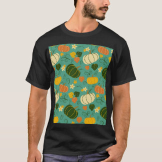 Camiseta Calabazas, hojas: patrón vegetal otoñal