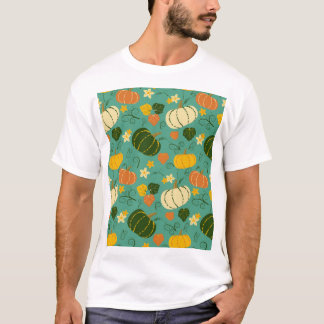 Camiseta Calabazas, hojas: patrón vegetal otoñal