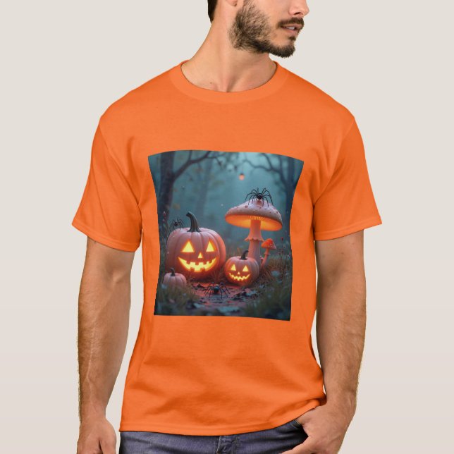 Camiseta Calabazas hongos y arañas feliz halloween (Anverso)