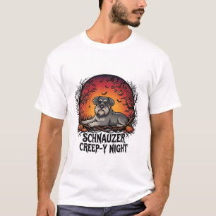 Camiseta Calabazas Murciélagos Nocturnos Schnauzer Hallowee