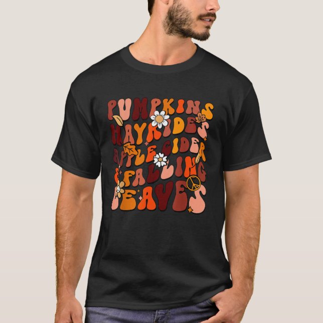 Camiseta Calabazas retro Hayrides de la sidra de Apple Caer (Anverso)
