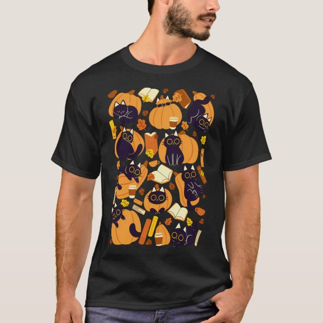 Camiseta Calabazas Y Libros De Gatos (Anverso)
