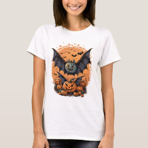 Camiseta Calabazas y murciélagos de Halloween