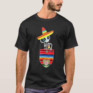 Camiseta Calaca Blanket Pocket Serape Mexicano Cinco De May
