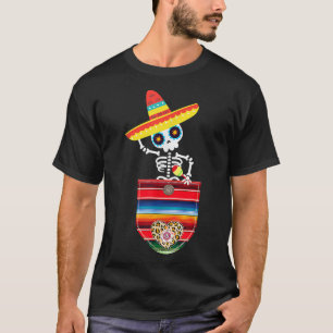 Camiseta Calaca Manta Bolsillo Serape Regalos Meicanos Cinc