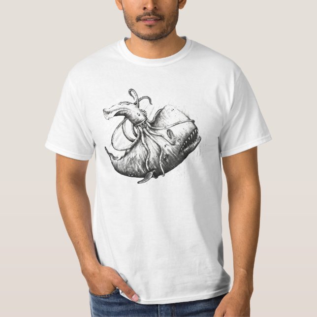 Camiseta Calamar gigante contra ballena de esperma (Anverso)