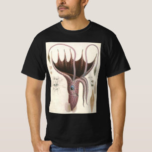 Camiseta Calamar Paraguas, Animales de la Vida Marina Antig