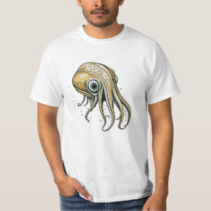 Camiseta Calamares divertidos en arte de línea