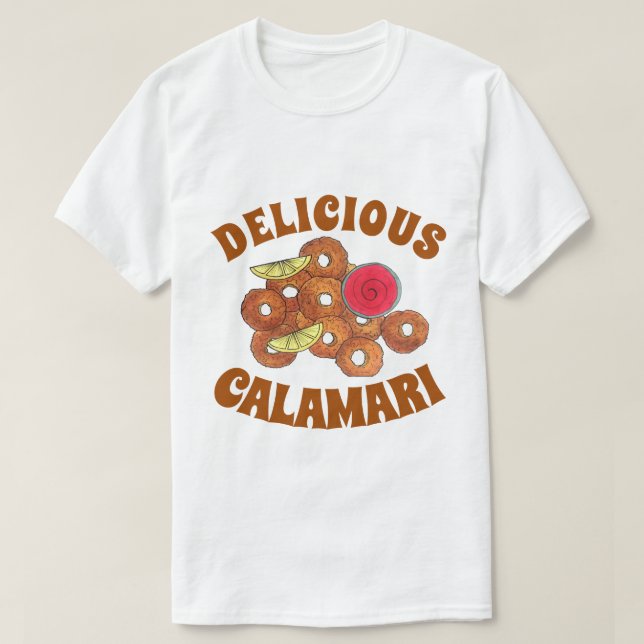 Camiseta Calamari frito canta comida italiana apetitoso (Diseño del anverso)
