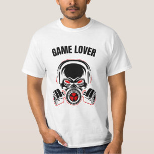 Camiseta Calavera agresiva en máscara de gas con auriculare