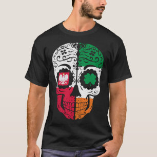 Camiseta Calavera Azucarada Irlandesa Polaca Bandera de Irl
