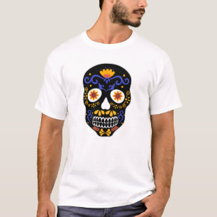 Camiseta Calavera azucarera y Naranja masculina