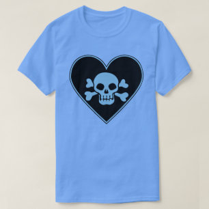 Camiseta Calavera azul en corazón