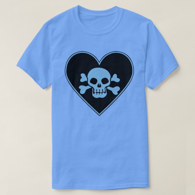 Camiseta Calavera azul en corazón (Diseño del anverso)