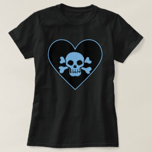Camiseta Calavera azul en el corazón
