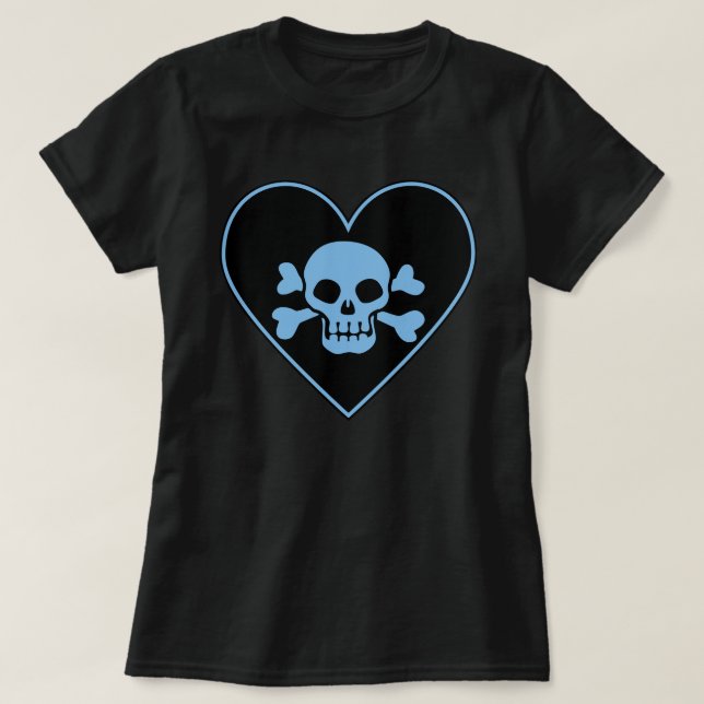Camiseta Calavera azul en el corazón (Diseño del anverso)