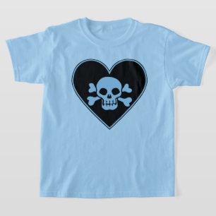 Camiseta Calavera azul en el corazón
