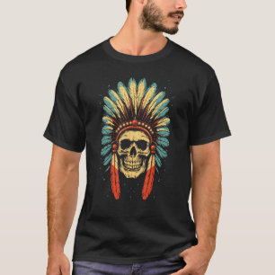 Camiseta Calavera, cabeza de cráneo india, M