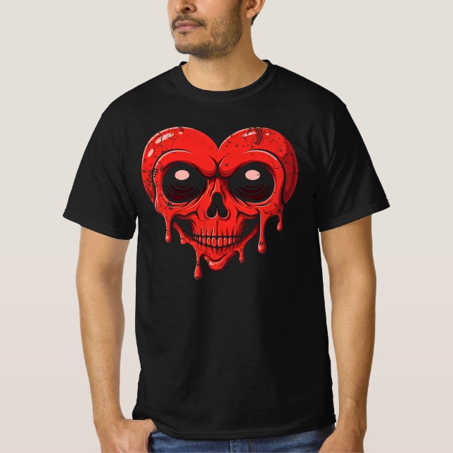 Camiseta Calavera cardíaca goteante - Arte El día de San Va (Anverso)