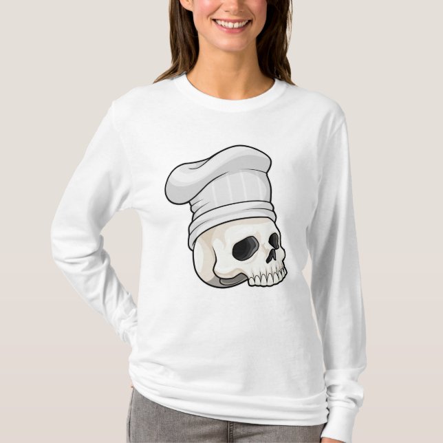 Camiseta Calavera como cocinar con el gorra del chef (Anverso)