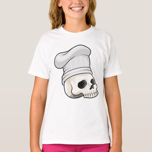Camiseta Calavera como cocinar con el gorra del chef (Anverso)