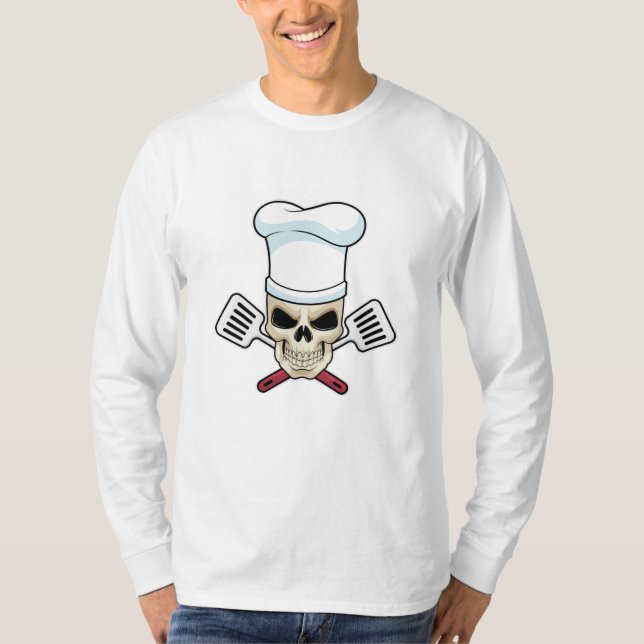 Camiseta Calavera como cocinar con un gorra de cocina (Anverso)