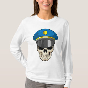 Camiseta Calavera como oficial de policía con gorra de poli