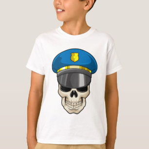 Camiseta Calavera como oficial de policía con gorra de poli