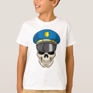 Camiseta Calavera como oficial de policía con gorra de poli