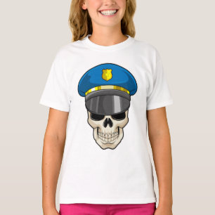 Camiseta Calavera como oficial de policía con gorra de poli