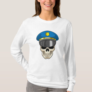 Camiseta Calavera como oficial de policía con gorra de poli