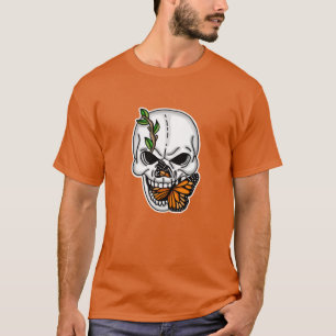 Camiseta Calavera con arte digital mariposa